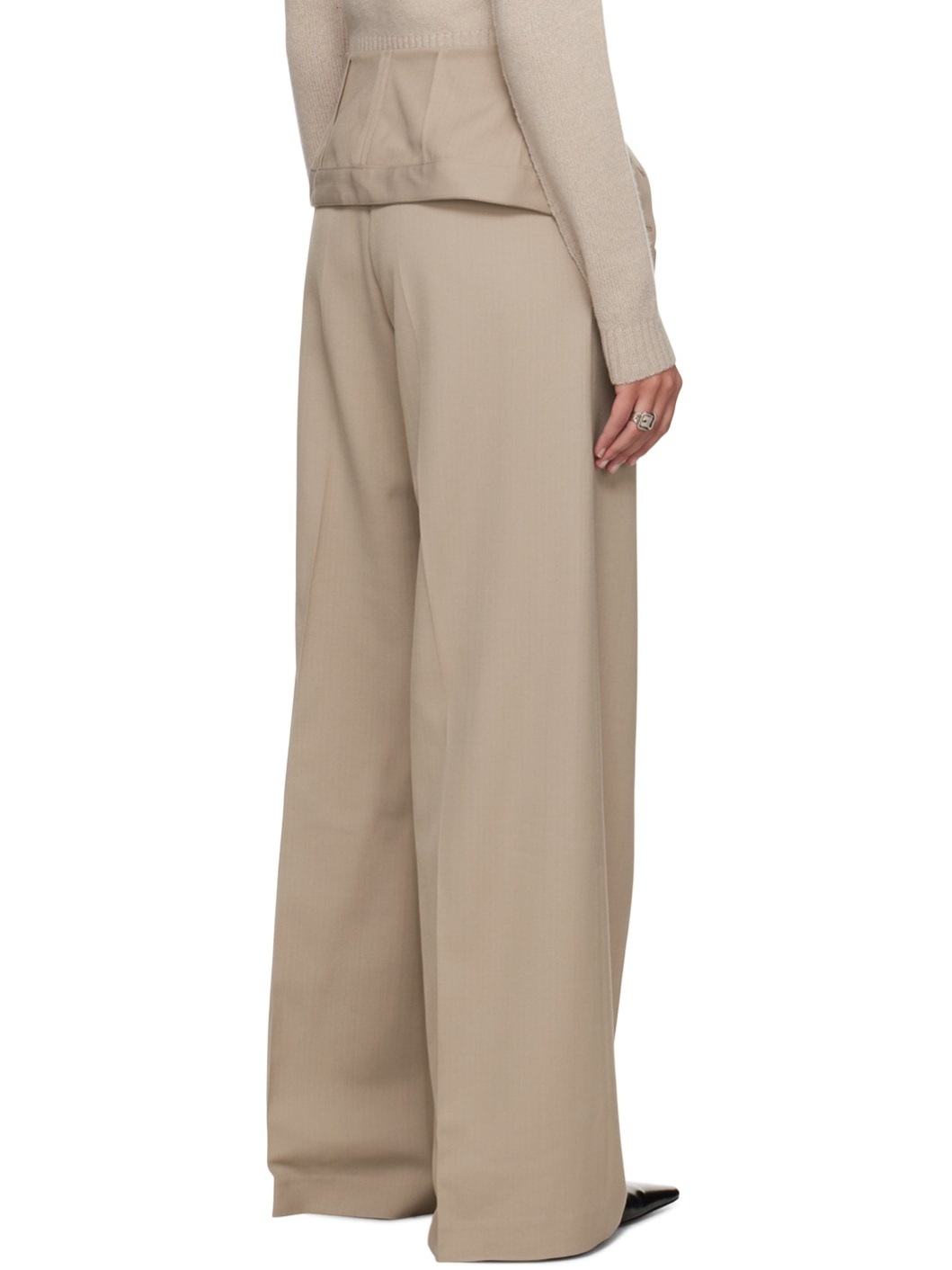 Beige Tailored Trousers - 3