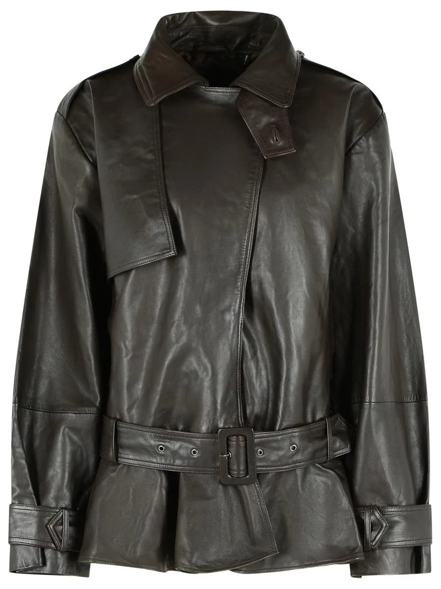 Rotate Birger Christensen 'Biker' Dark Brown Leather Jacket - 1