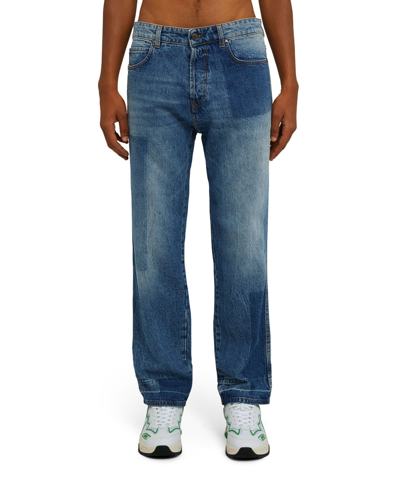 Straight-leg jeans with reserve patchwork 1