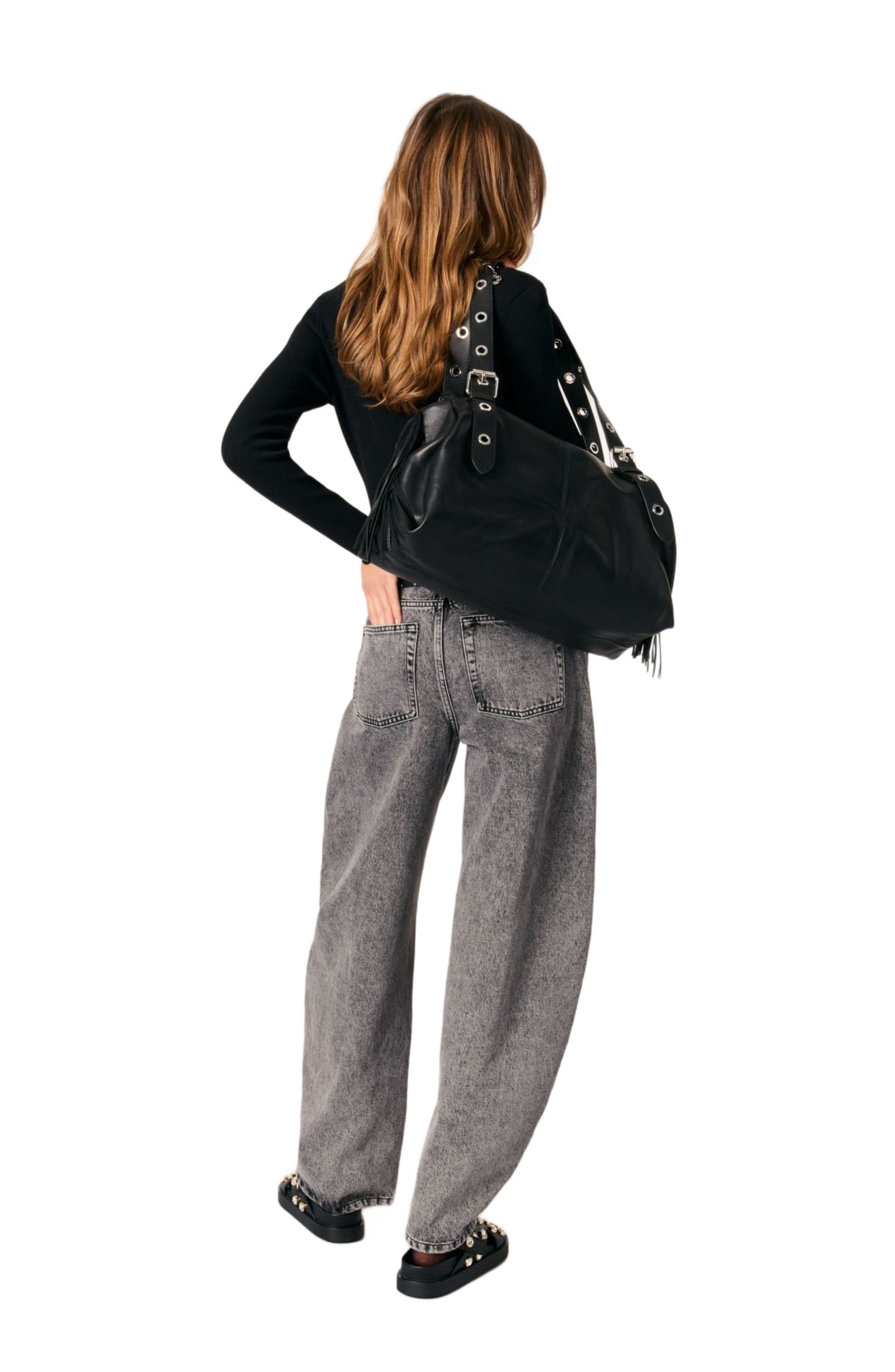 maje Low-neck rib knit sweater in Black at Nordstrom - 2