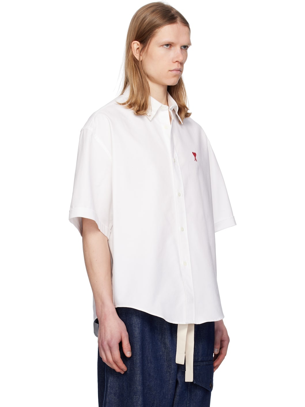 White Cotton Boxy Fit Short Sleeves Shirt - 2