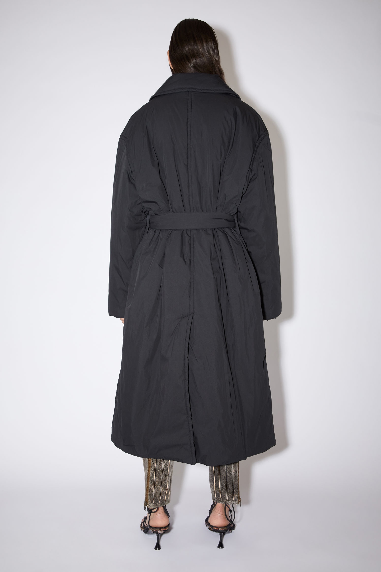 Belted padded coat - Black - 3