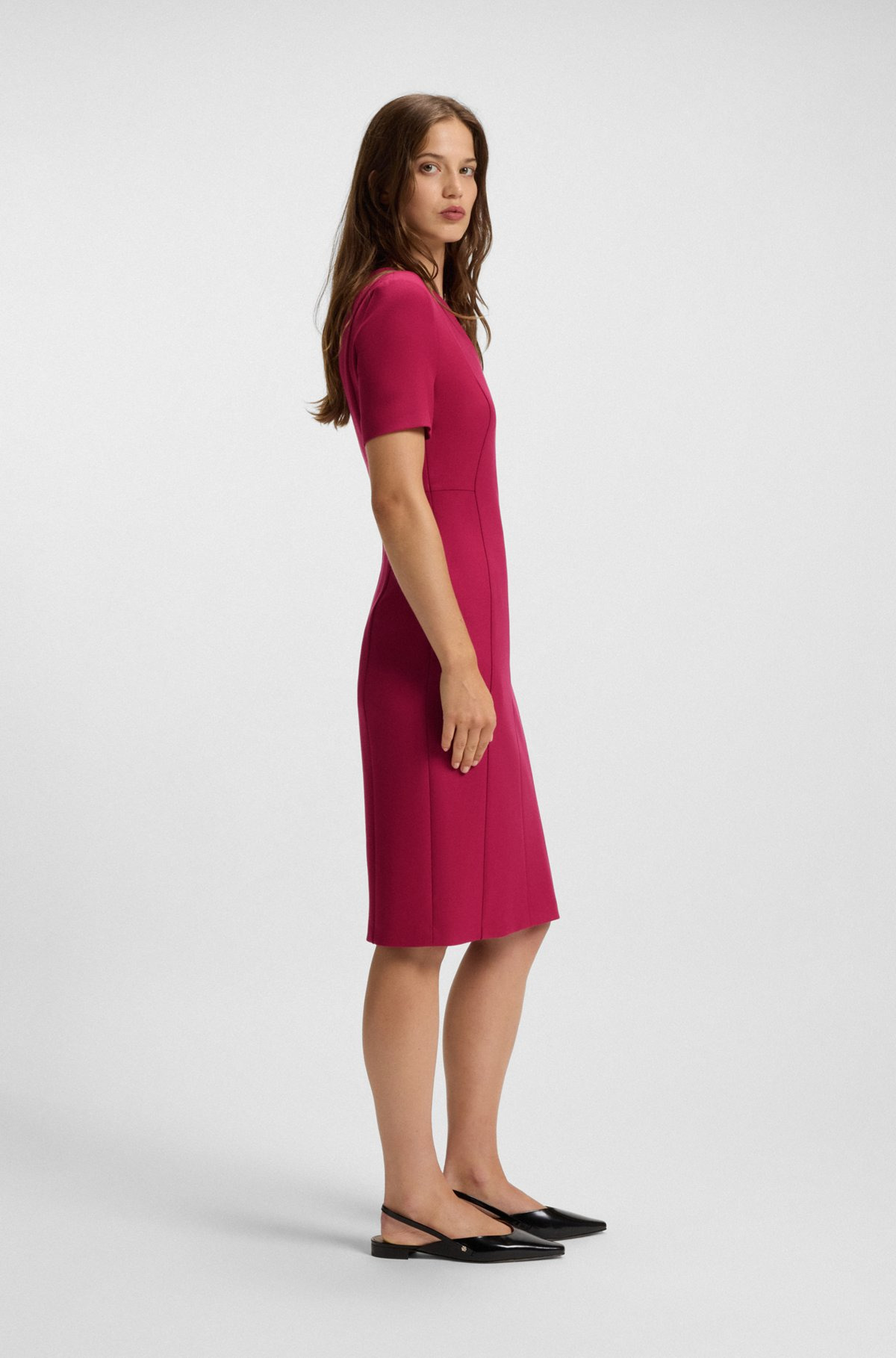V-NECK DRESS IN STRETCH FABRIC - 3