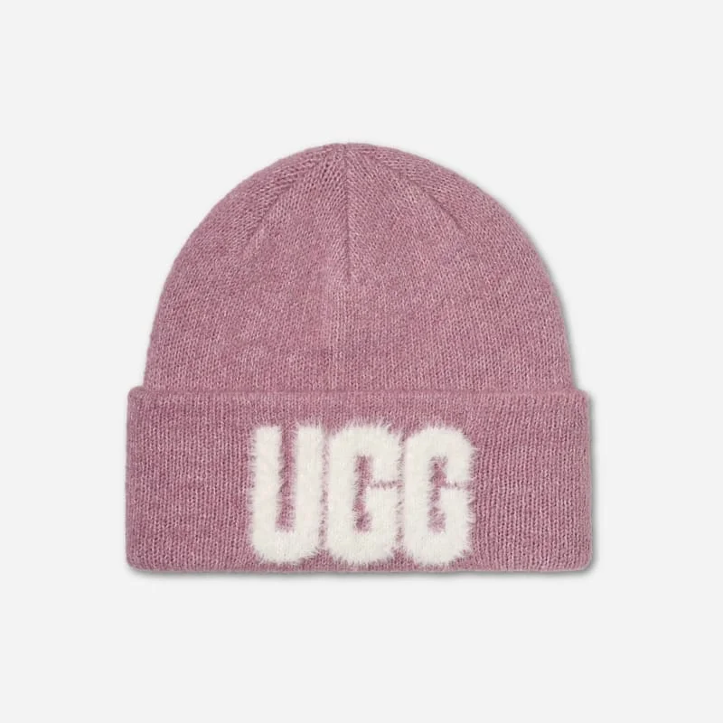 ® Women's Fuzzy ® Logo Beanie in Dusty Orchid - 1