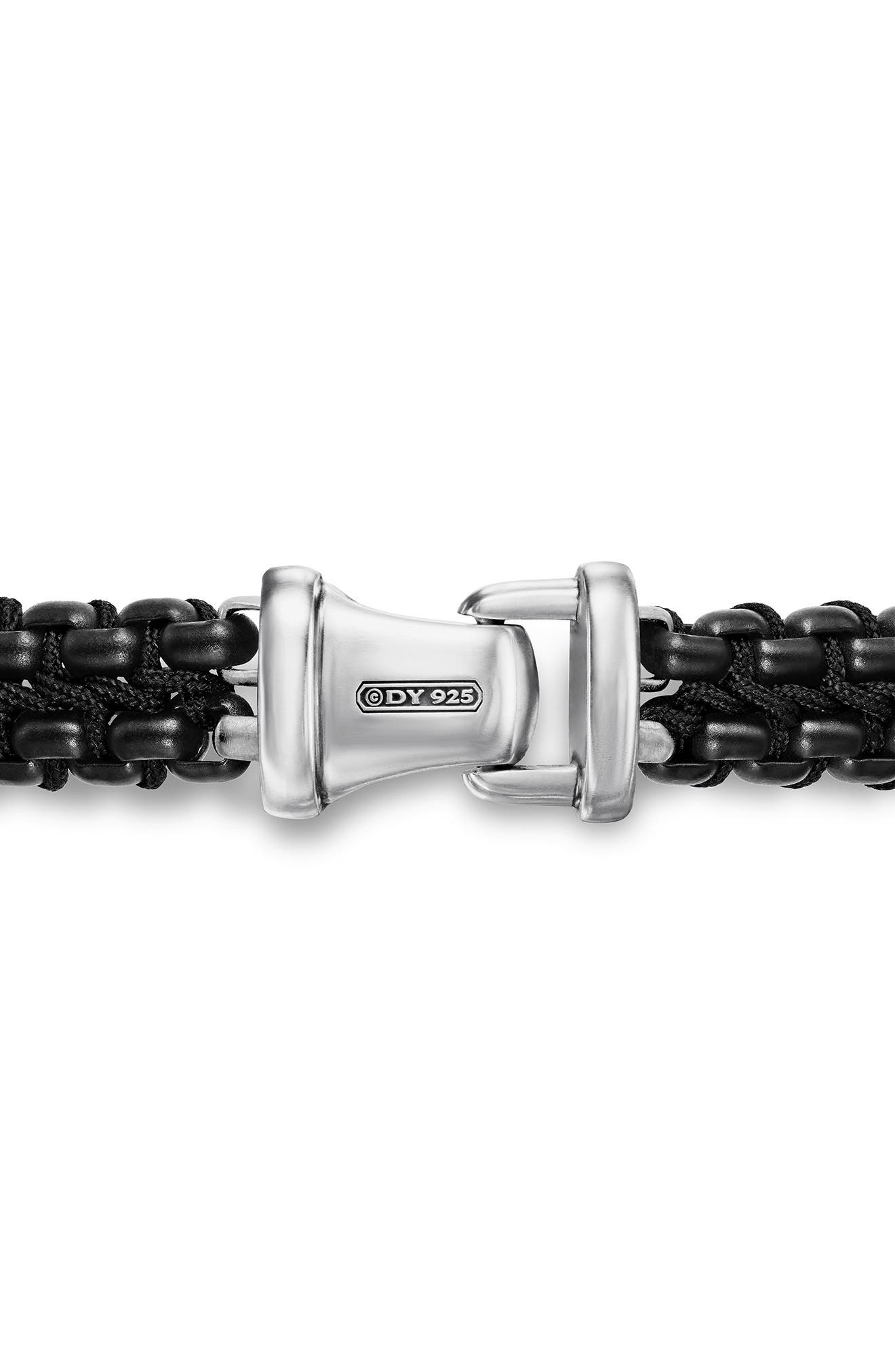 David Yurman Woven Box Chain Bracelet in Sterling Silver with Stainless Steel & Nylon, 10mm in Black - 6