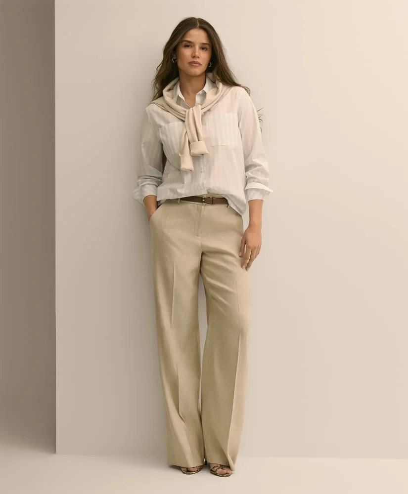 Linen-Blend Wide-Leg Pants - 1