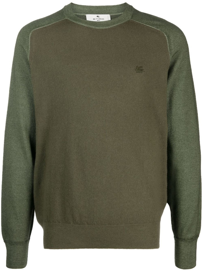 logo-embroidered virgin wool jumper 1