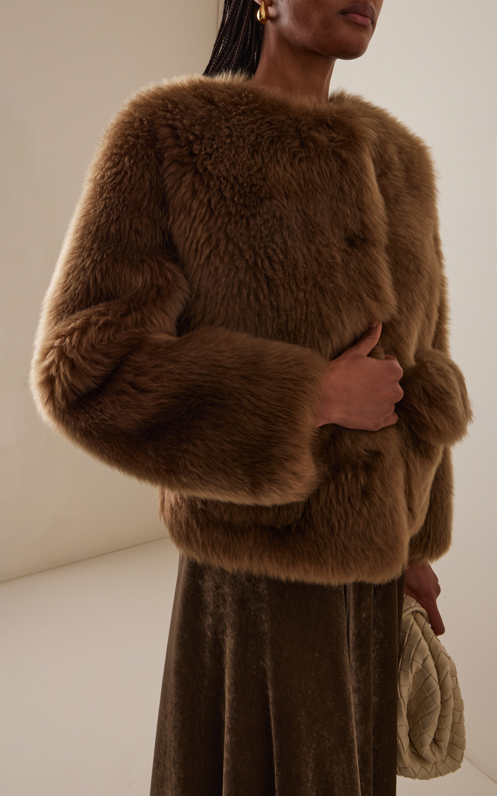 Maury Shearling Short Coat brown - 2