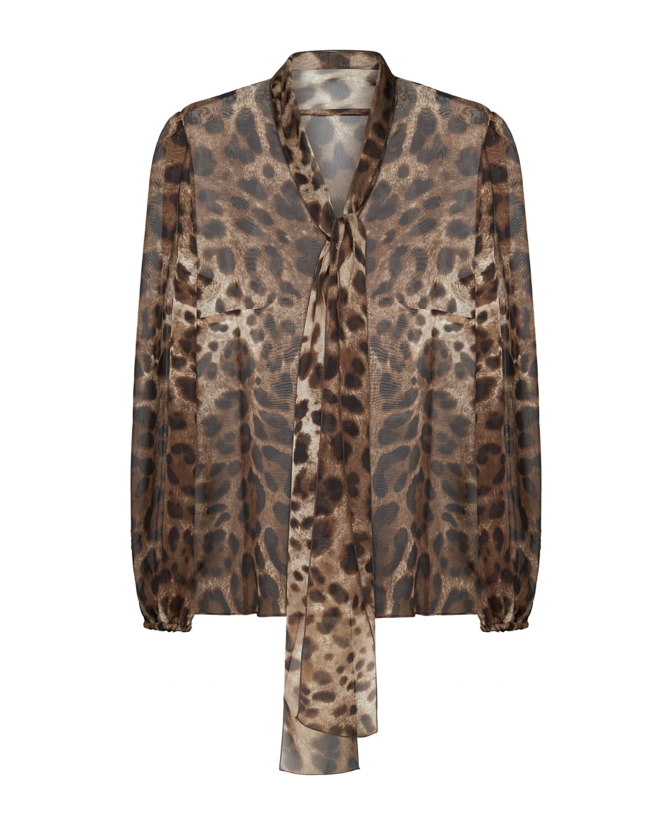 Leopard Print Chiffon Shirt - 1