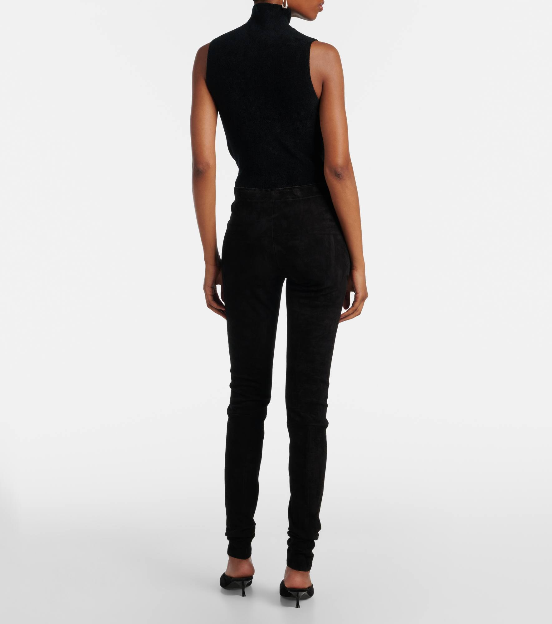 Carolyn mid-rise suede leggings - 3