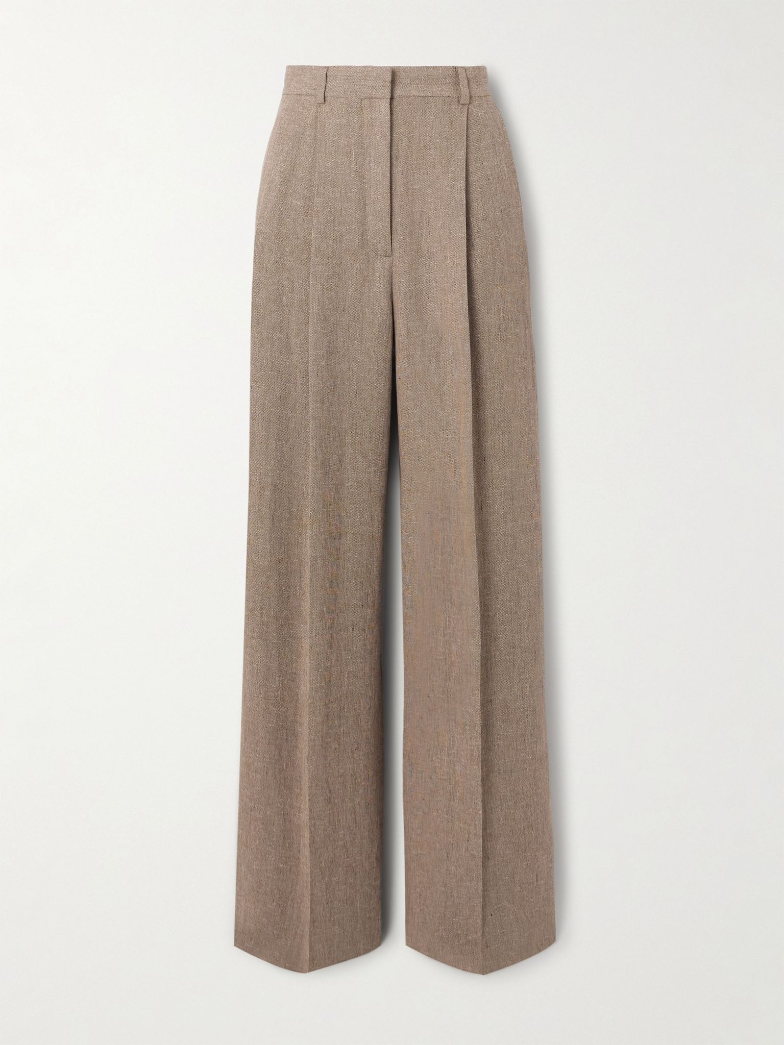Kurt pleated linen wide-leg pants Brown - 1