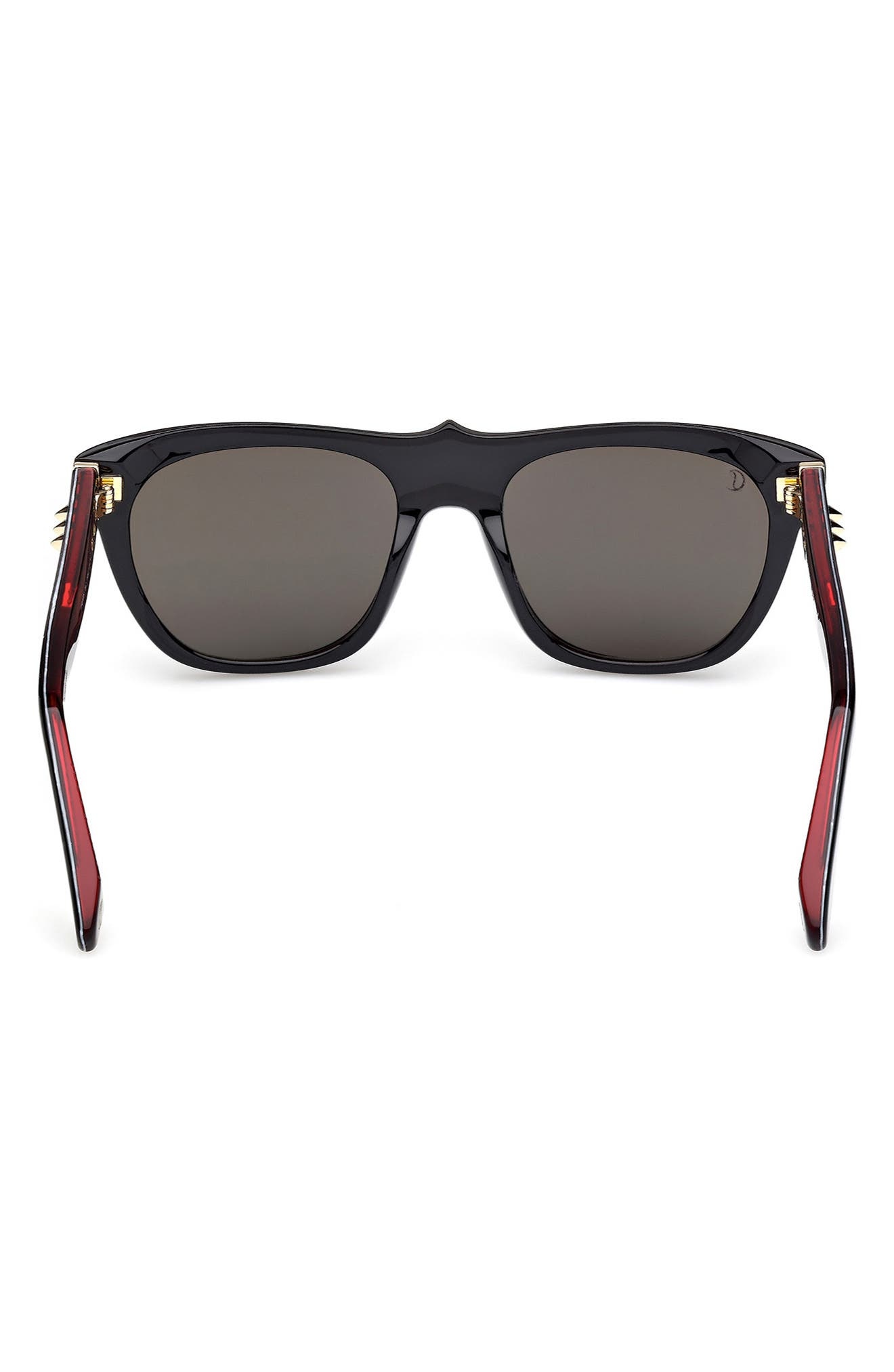 Christian Louboutin Georges 55mm Square Sunglasses in Black/Gold/Zeiss Smoke/Red at Nordstrom - 3