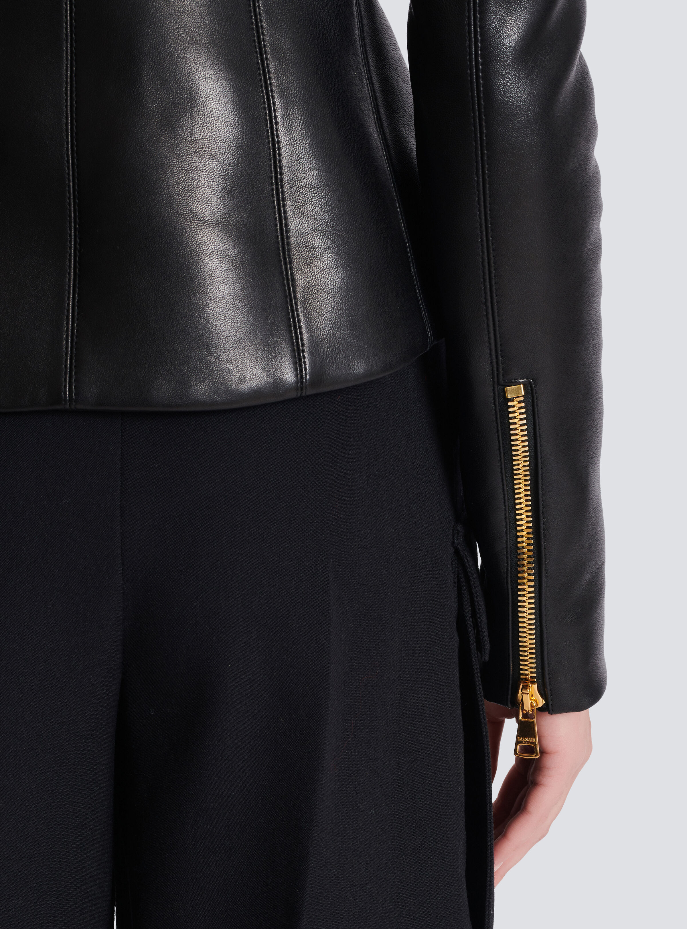 Cropped peplum lambskin jacket - 6