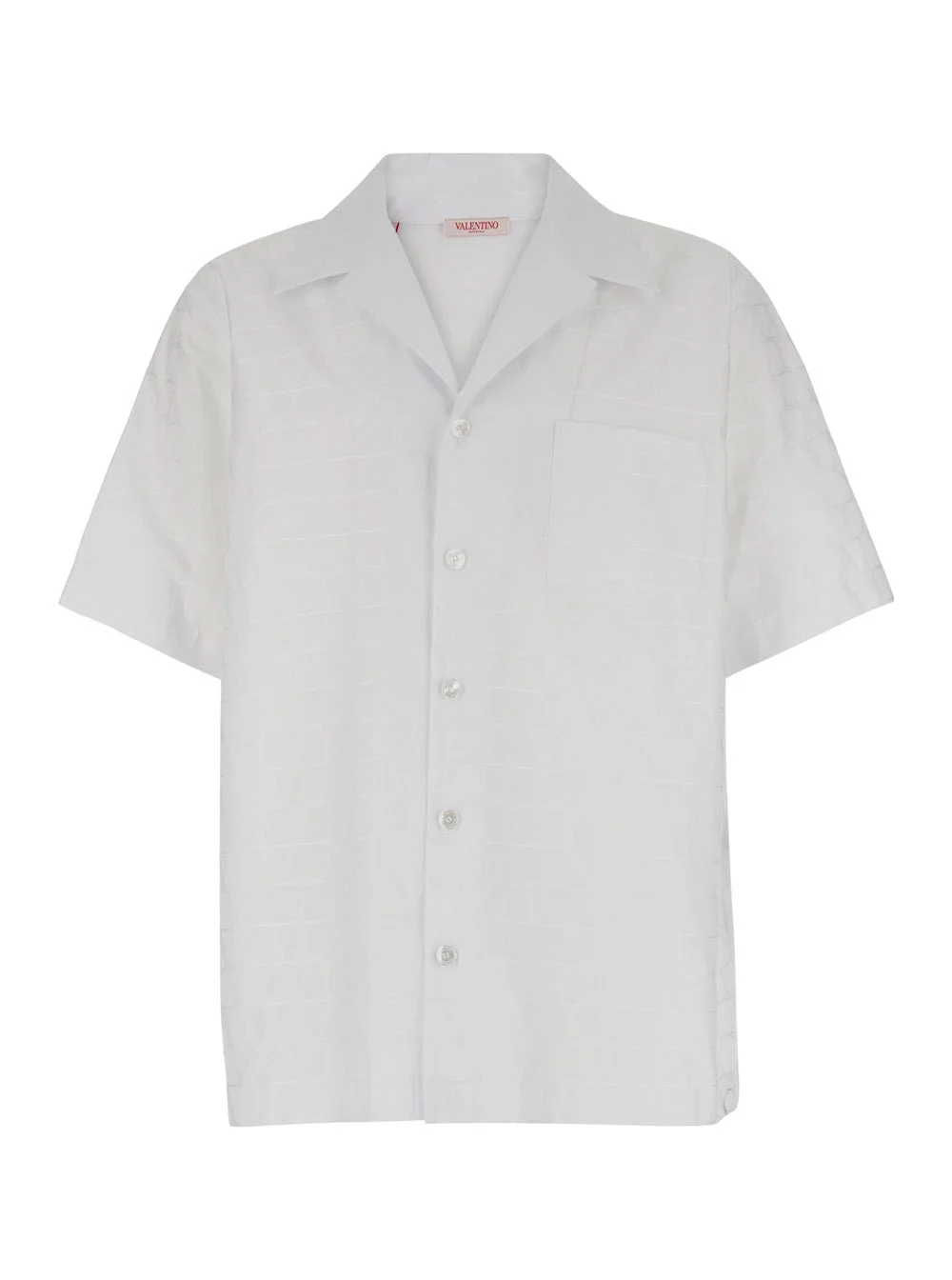 Valentino Men White Bowling Shirt With Patch Pocket In Toile Iconographique Man - 1