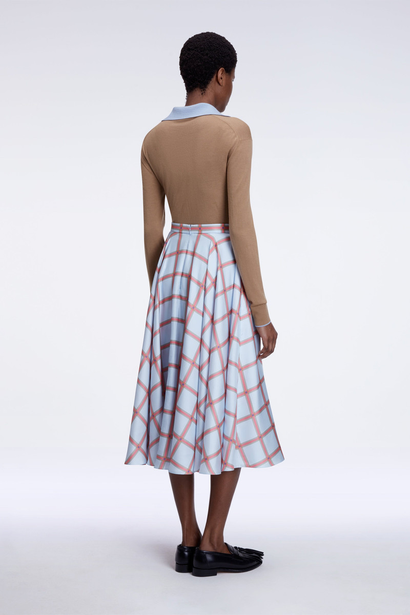 Karima Skirt in Blue & Pink Silk Twill 5