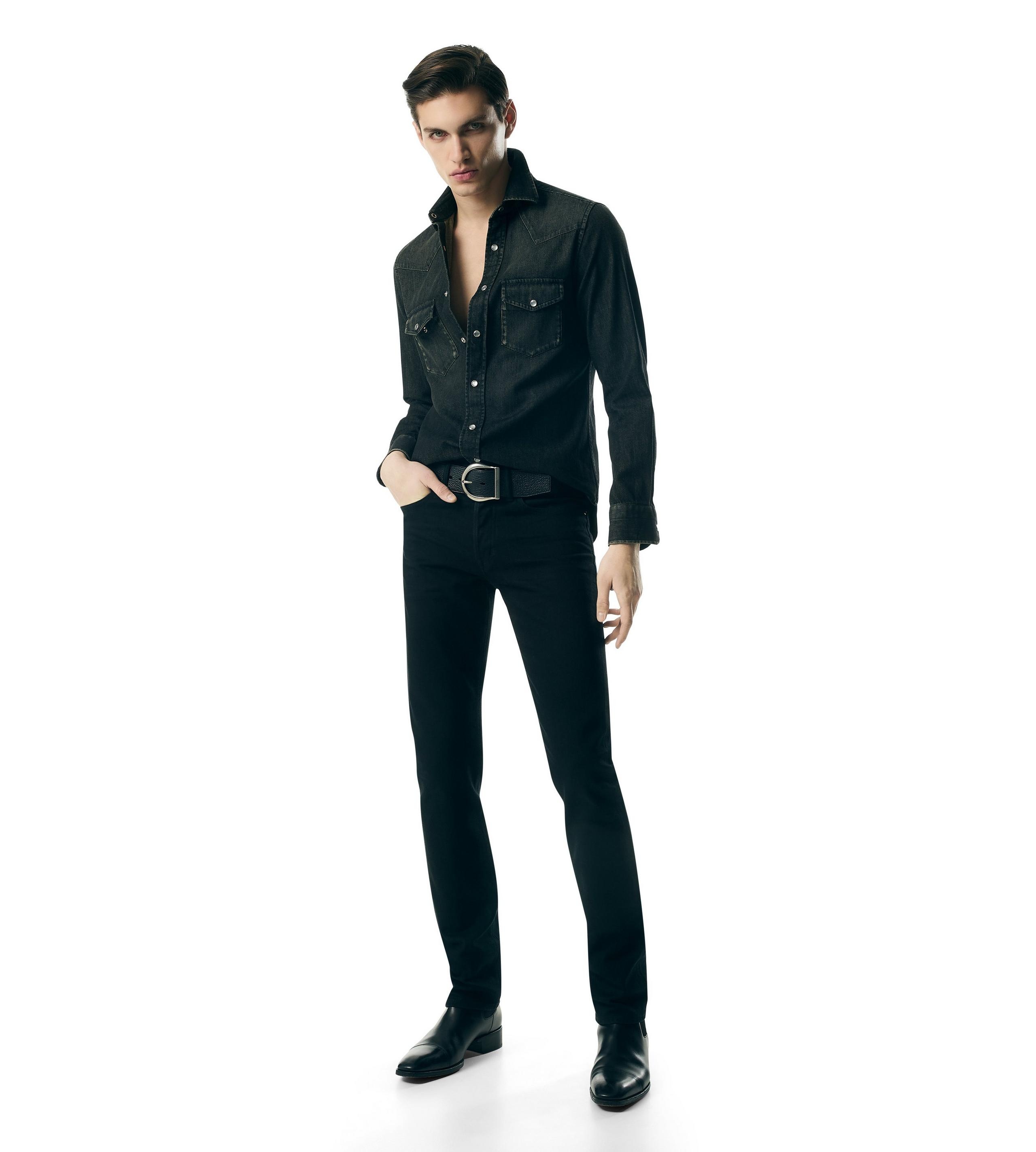 GRAIN LEATHER WESTERN JEANS BELT - 4