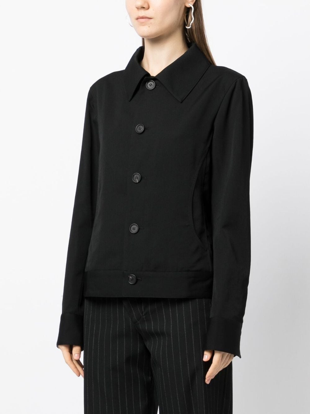 point-collar button-up jacket - 3