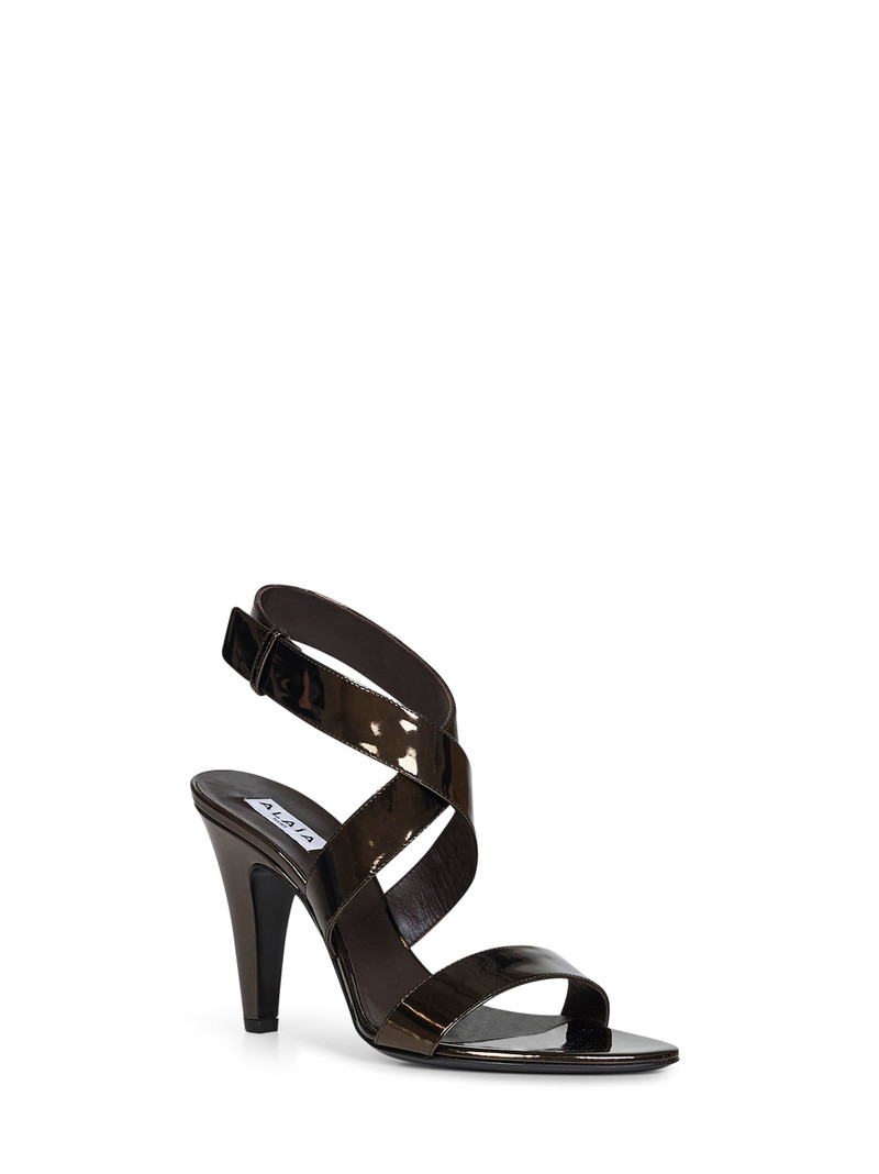 Alaïa Brun metal mirror-effect leather Cone sandals outlook