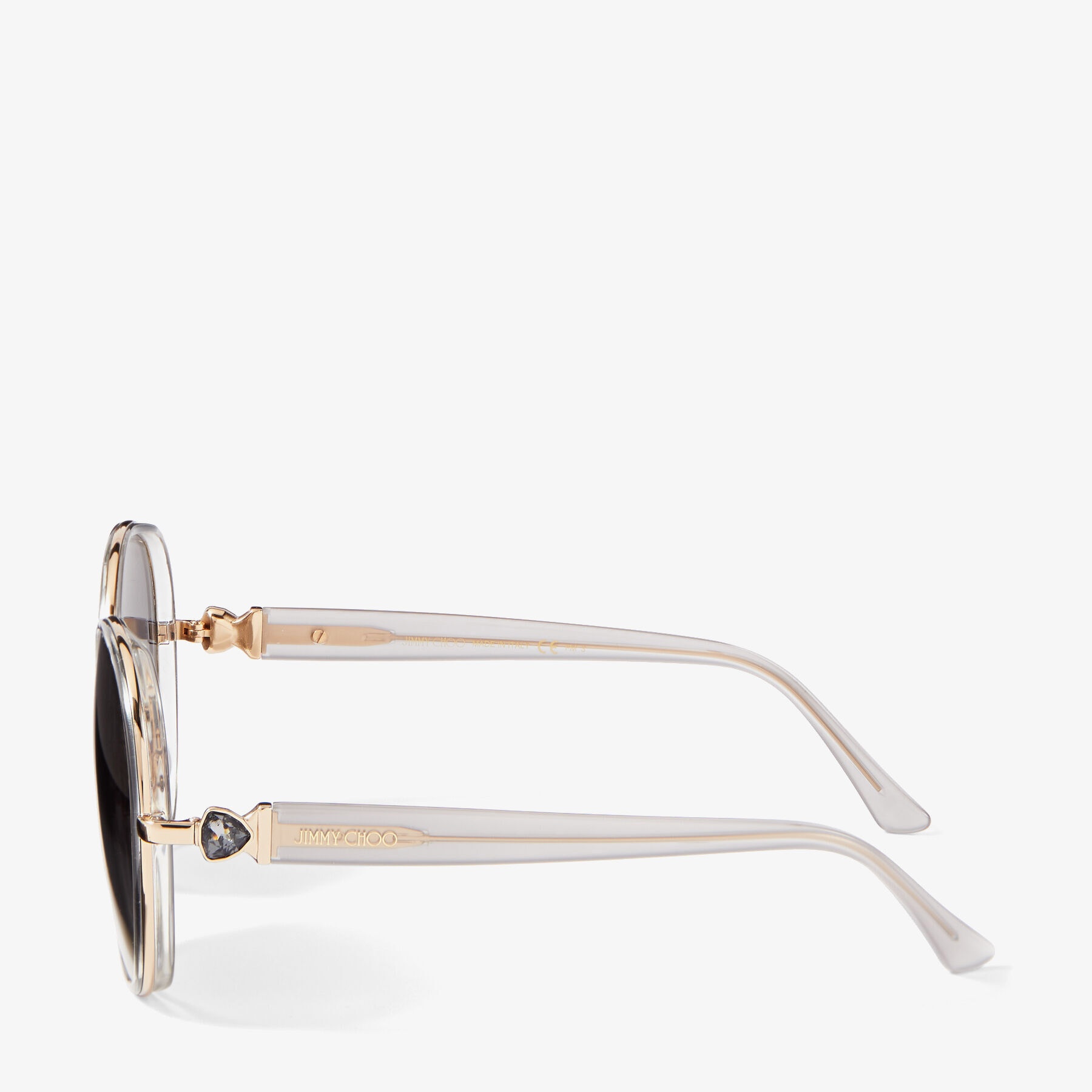 Pam
Rose Gold and Grey Round-Frame Sunglasses with Swarovski Crystals - 2