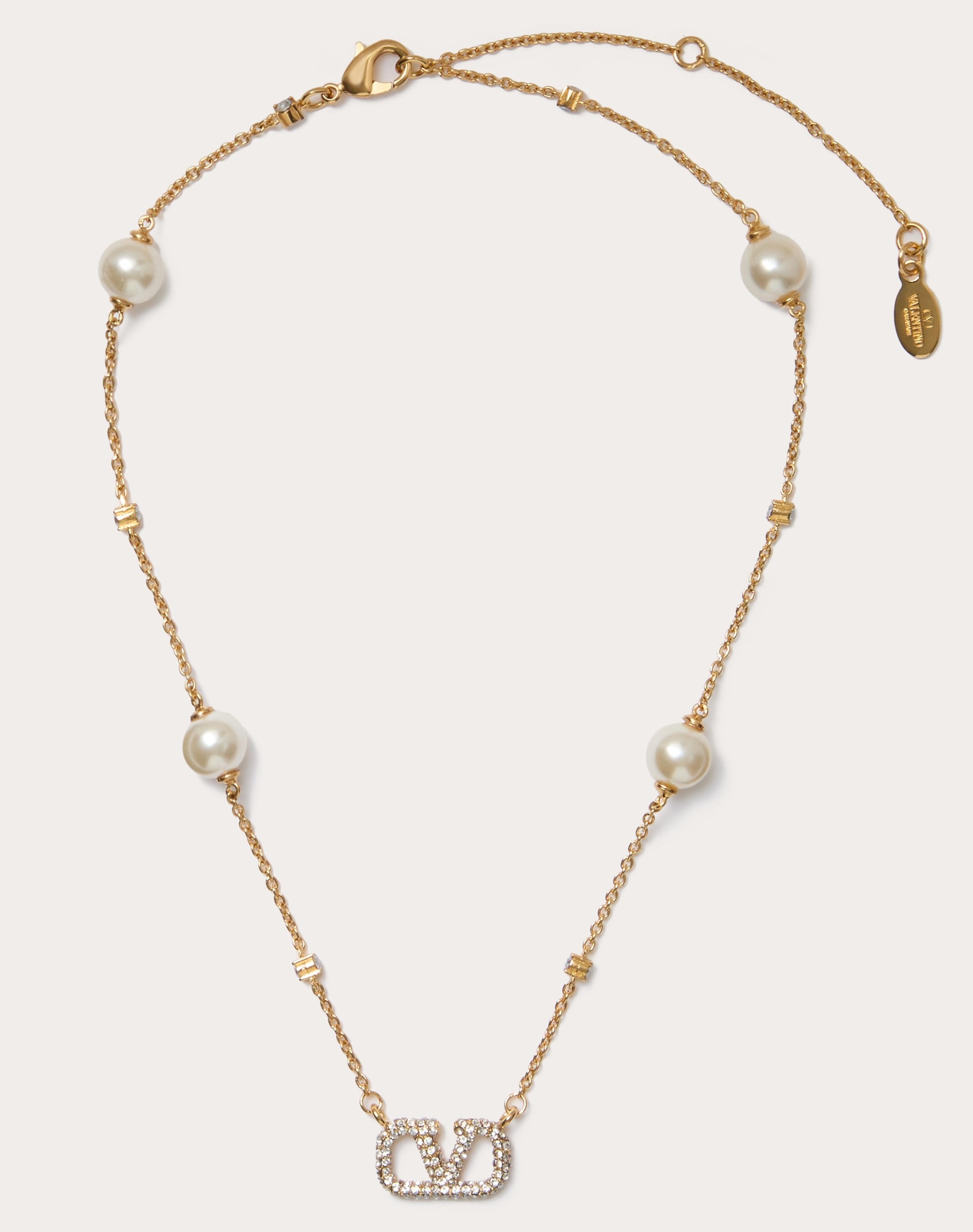 VLOGO SIGNATURE METAL NECKLACE WITH SWAROVSKI® CRYSTALS AND PEARLS - 1