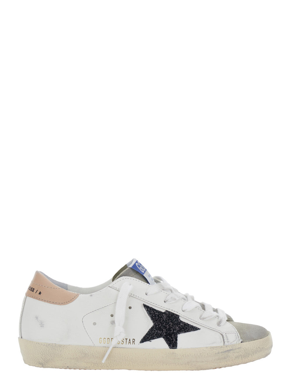 Golden Goose Women 'Superstar' White Low Top Sneakers With Glittered Star Patch And Laminated Heel W - 1