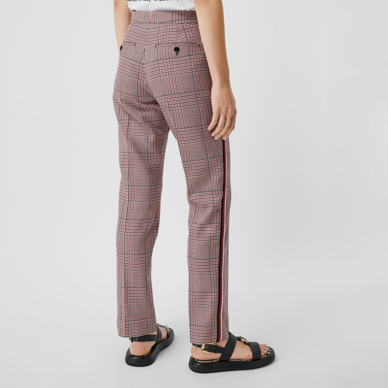 Side Stripe Houndstooth Check Wool Tailored Trousers 4