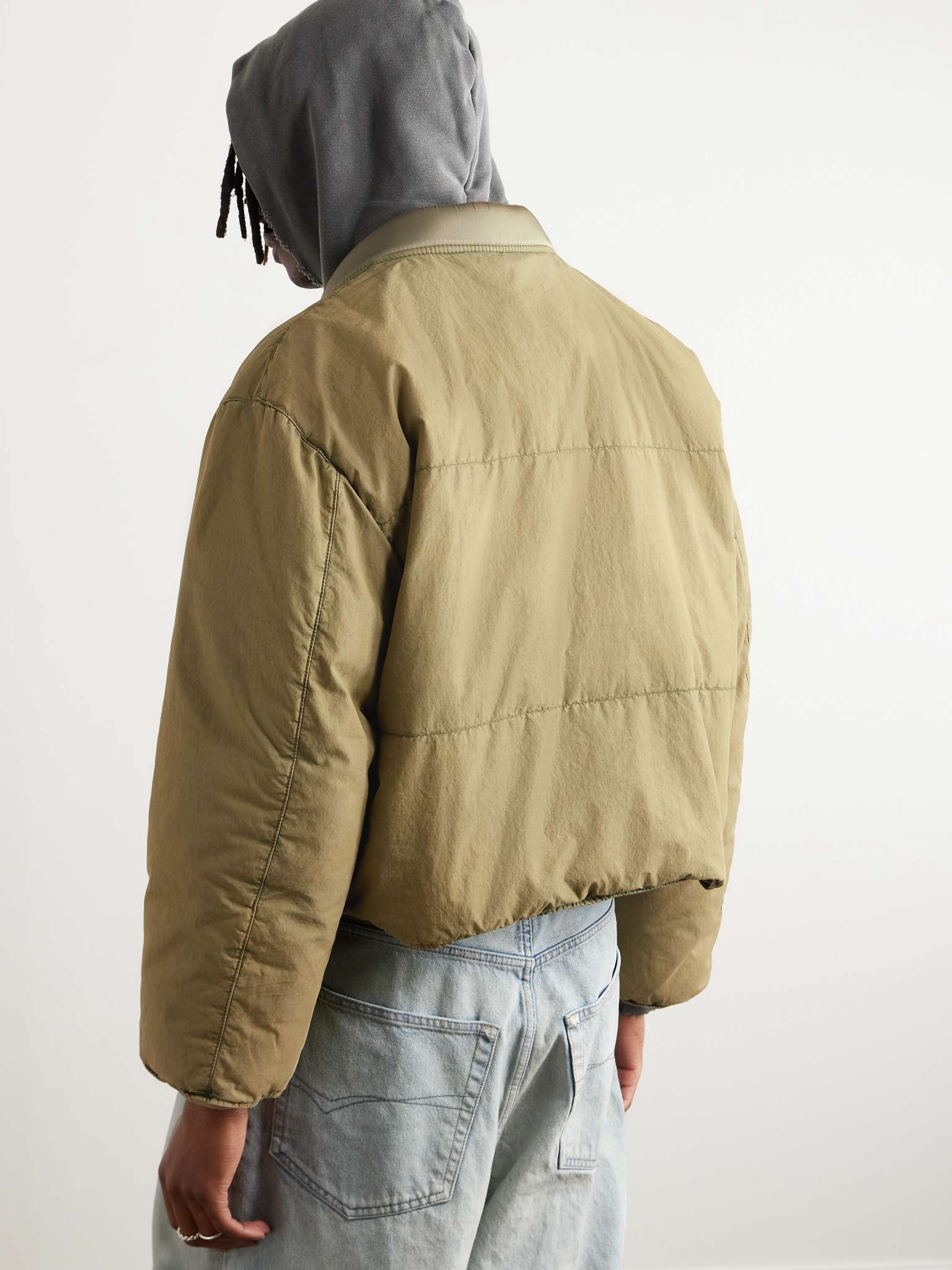 Quilted Shell-Trimmed Cotton-Blend Canvas Down Bomber Jacket - 4
