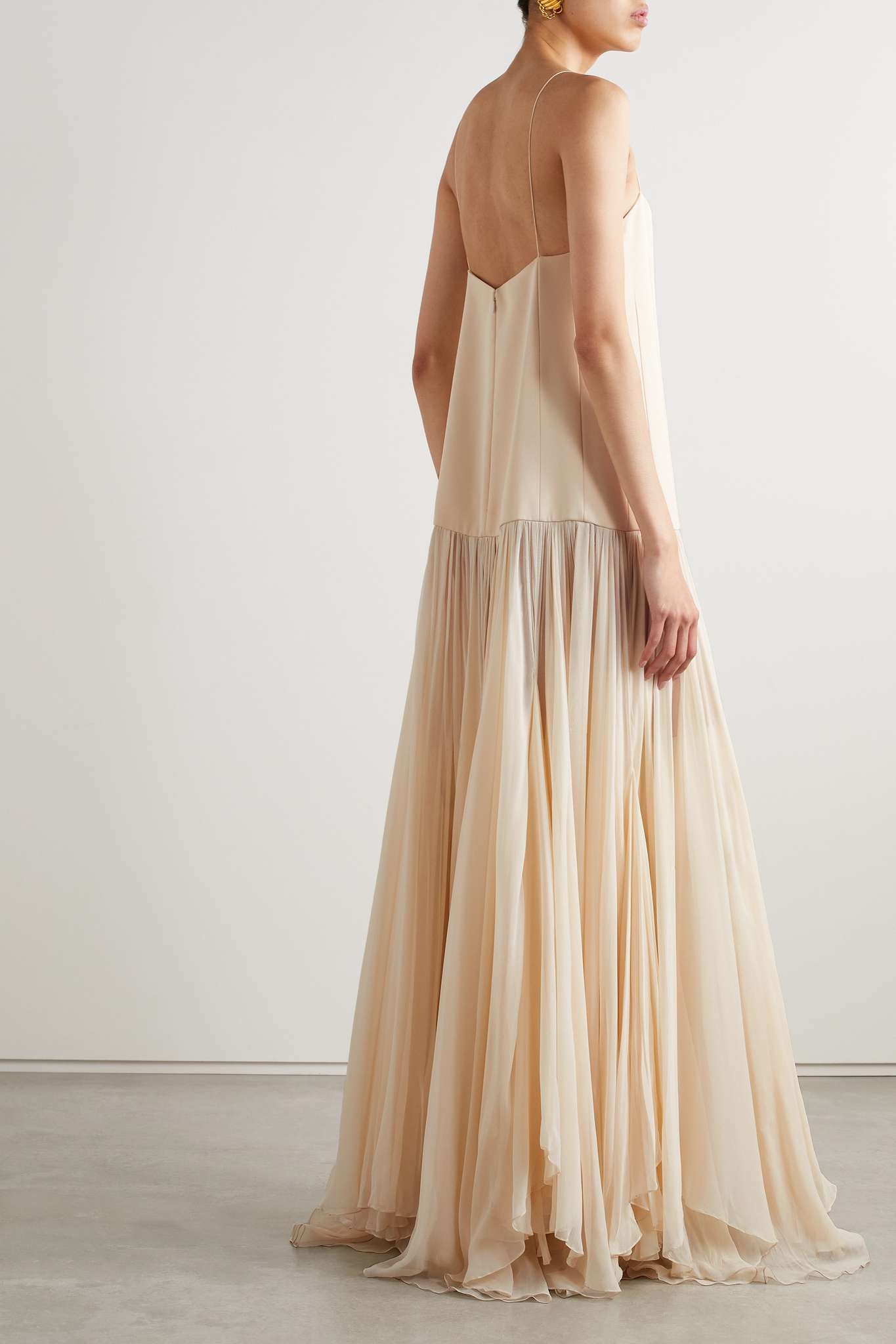 Zeke pleated crepe de chine and crepe maxi dress - 3