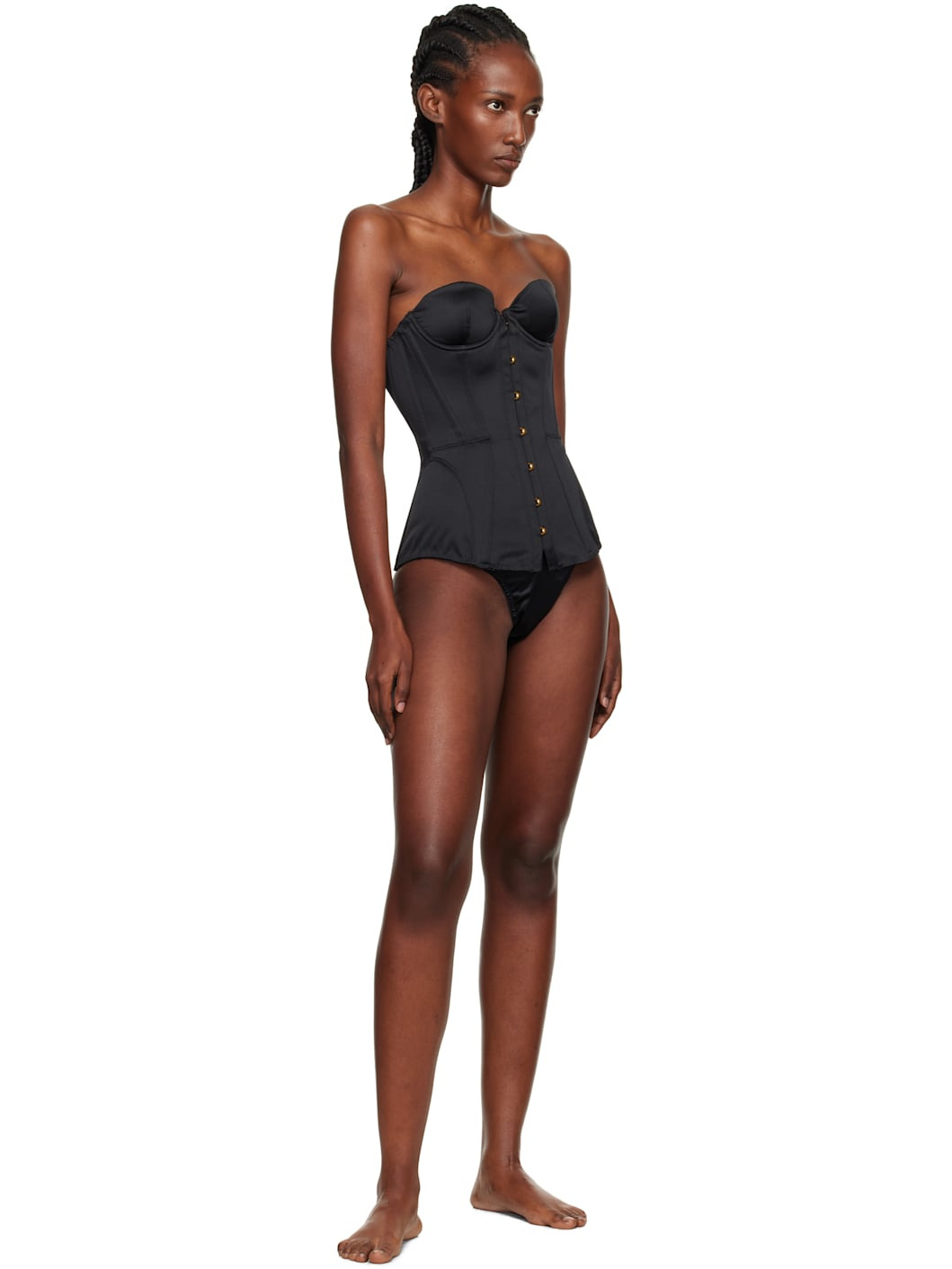 Black Mercy Satin Corset - 4