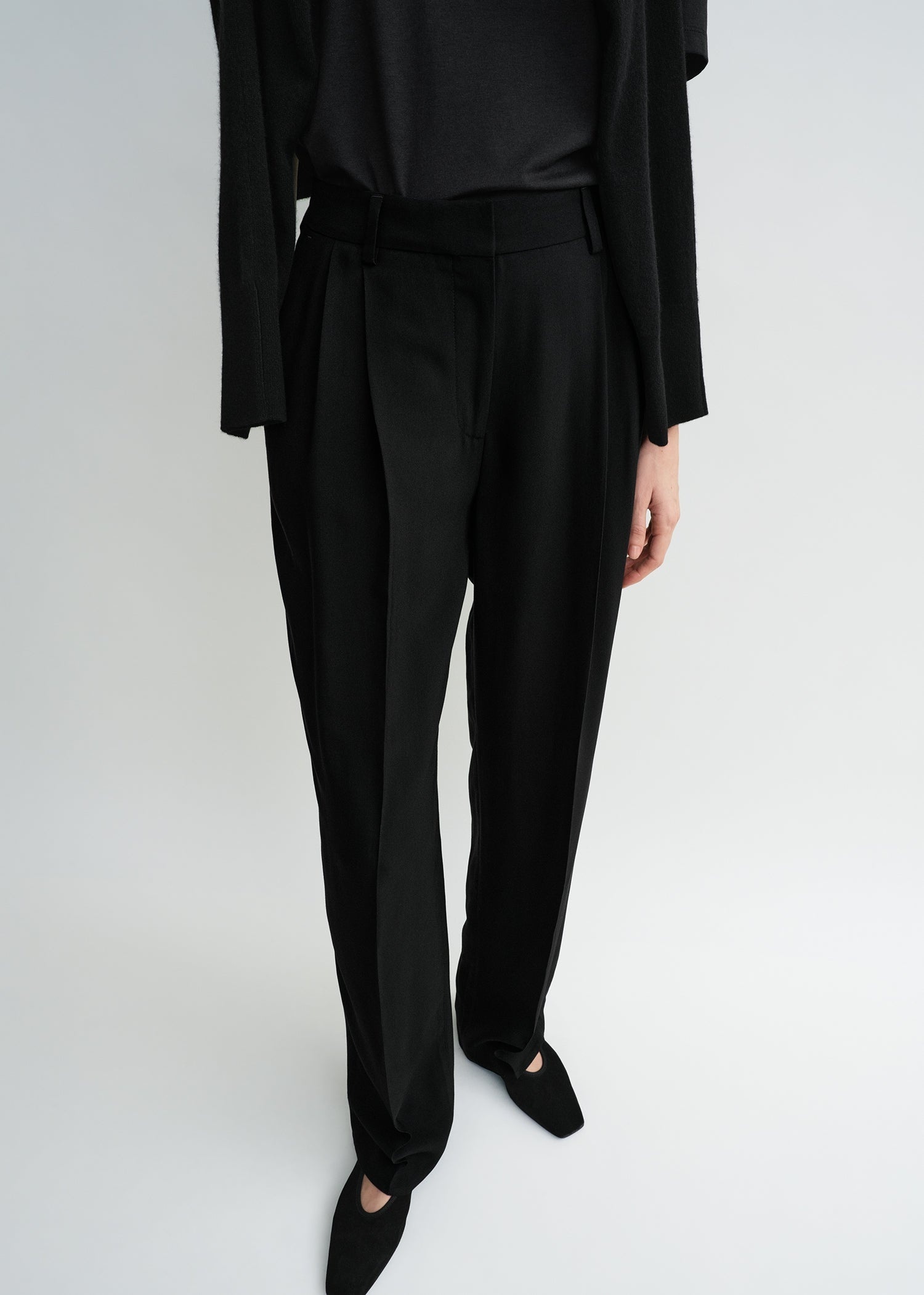 Double-pleat fluid trousers black - 5