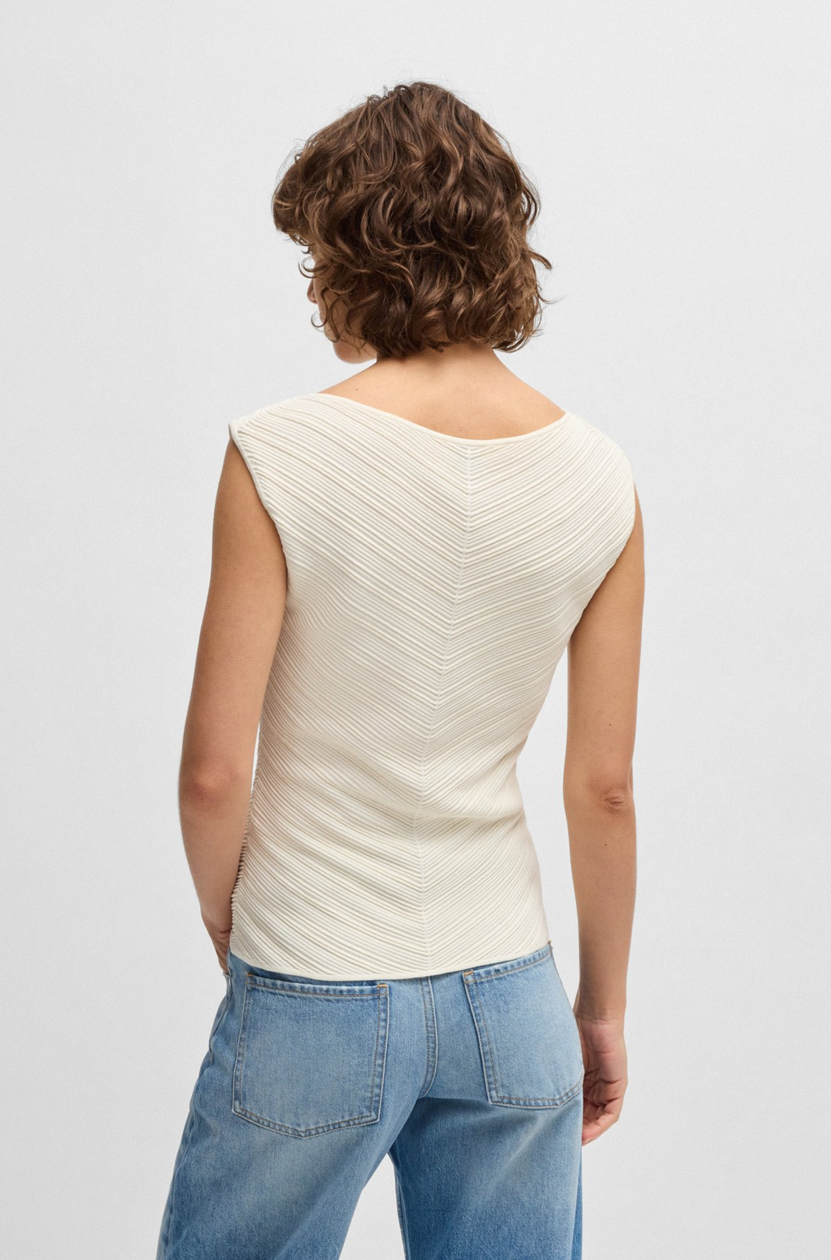 V-NECK TOP WITH KNITTED STRUCTURE - 4