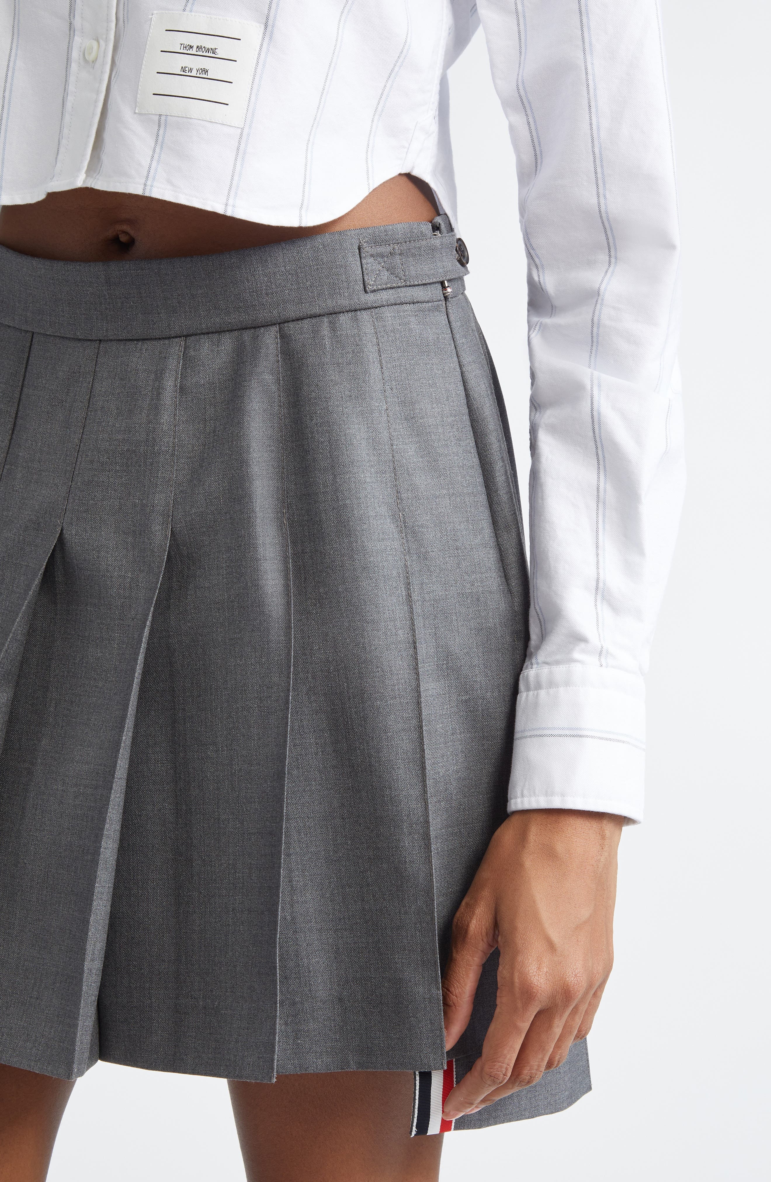 Thom Browne Drop Back Pleated Wool Miniskirt in Medium Grey at Nordstrom - 5