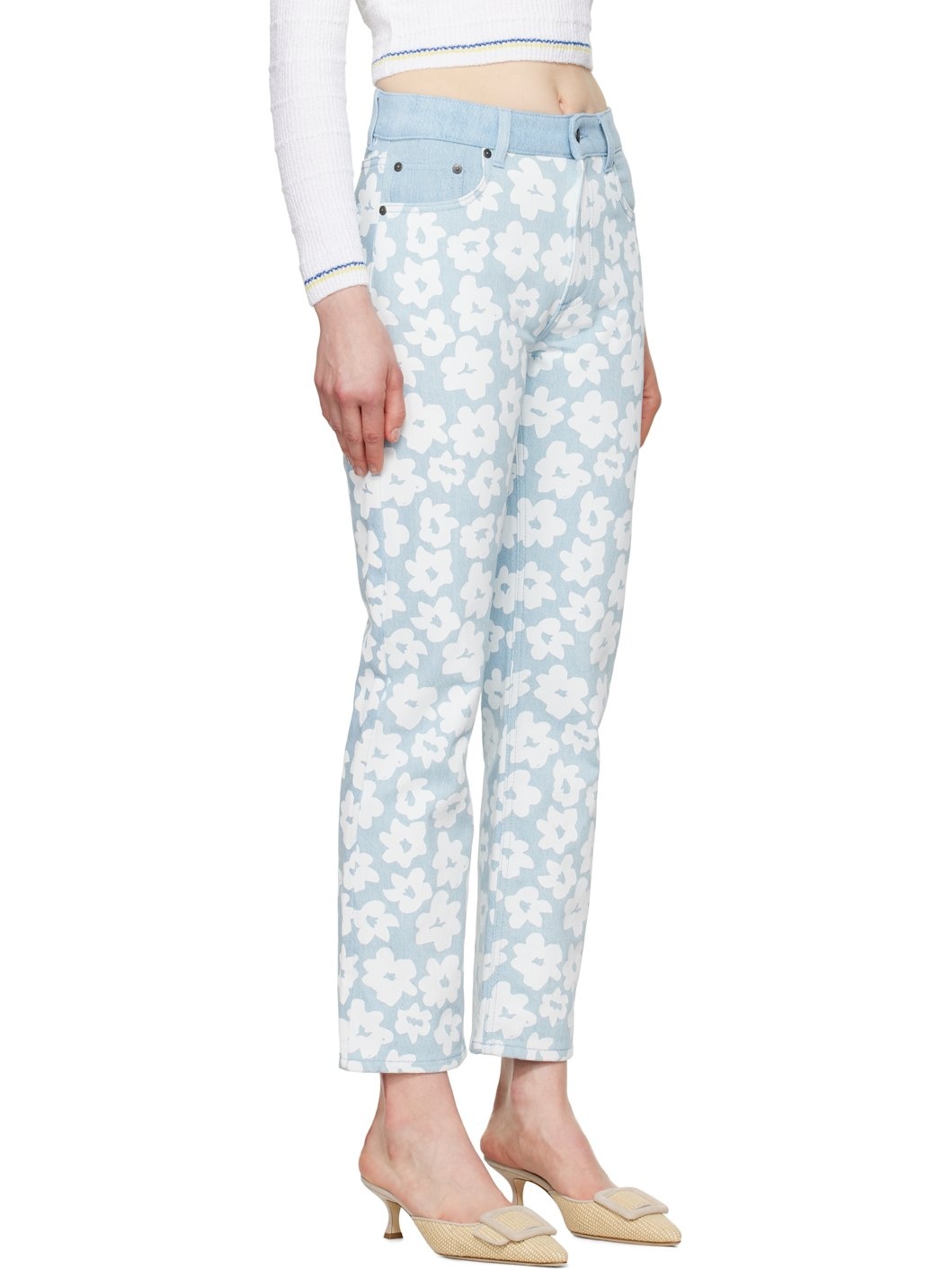 Blue Printed Jeans - 2