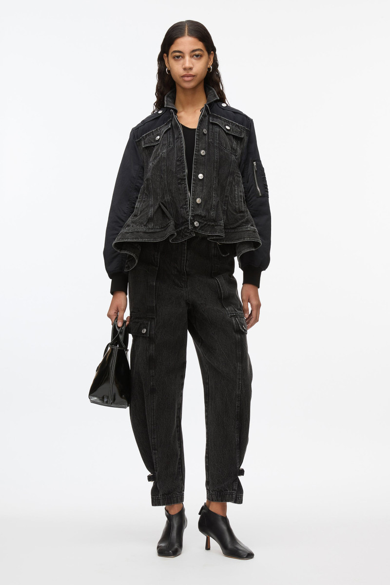 3.1 Phillip Lim Hybrid Denim Flight Jacket With Flounce Hem outlook