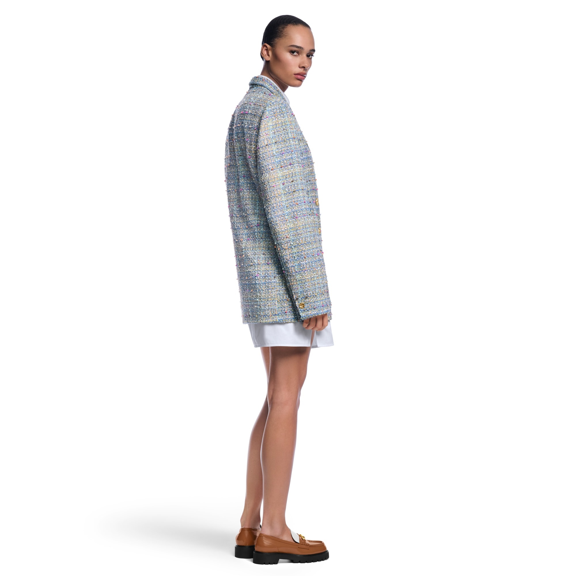 Double-Breasted Tweed Blazer - 3