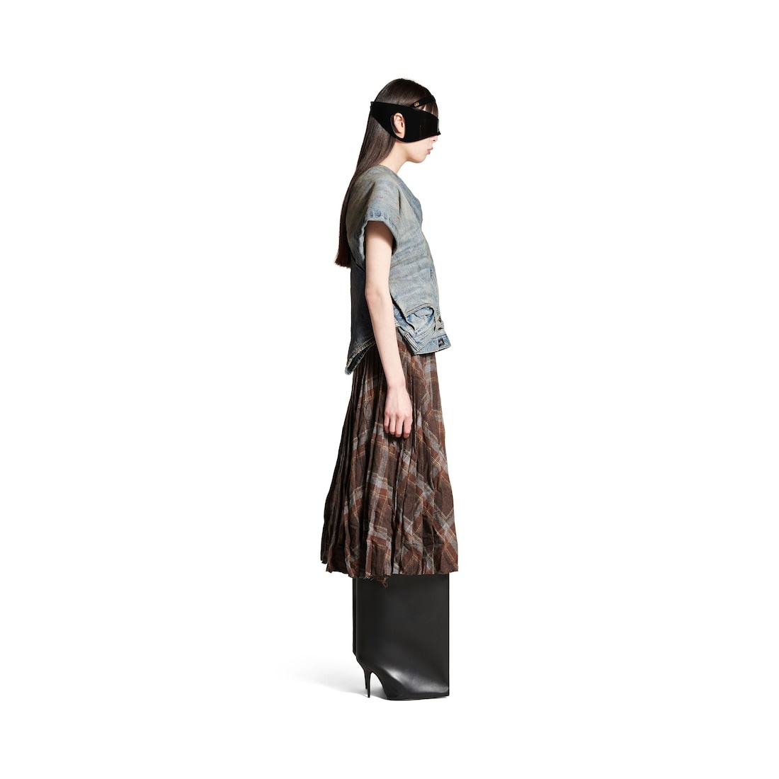 Women's Creased Pleated Skirt in Brown - 3