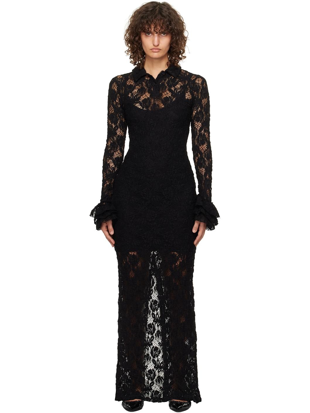 Black Lace Maxi Dress - 1