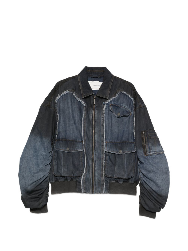 zip-fastening panelled bomber jacket 1