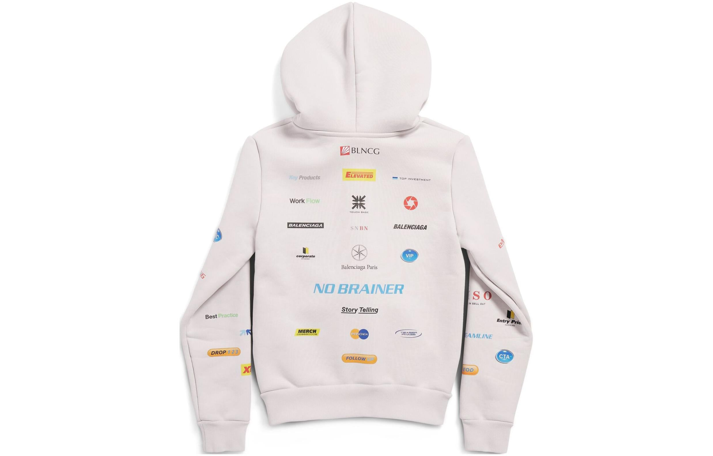 Balenciaga Business English Zip-up Hoodie 'Off White' 788243TQVH69016 - 2