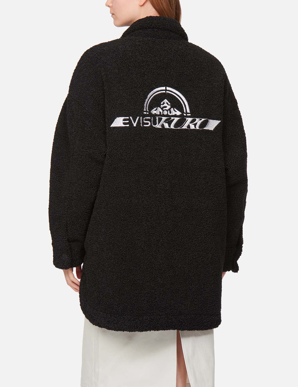Triple Seagull Embroidered Light-padded Sherpa Fleece Shirt Jacket - 4