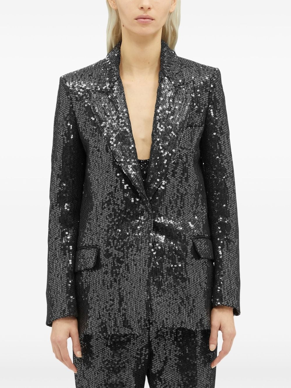 sequin-embellished single-breasted blazer - 2