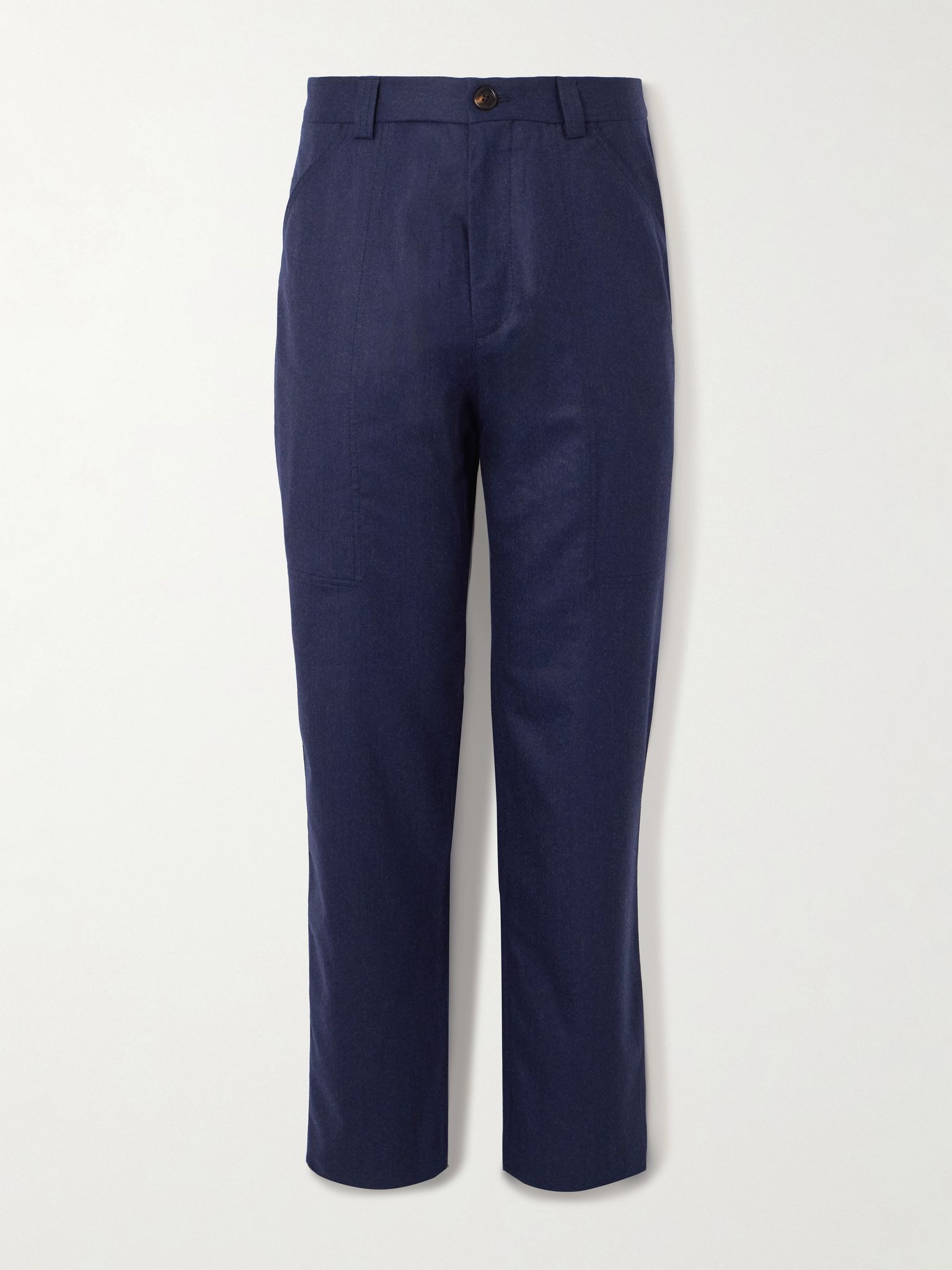 Wide-Leg Virgin Wool-Felt Trousers Blue - 1