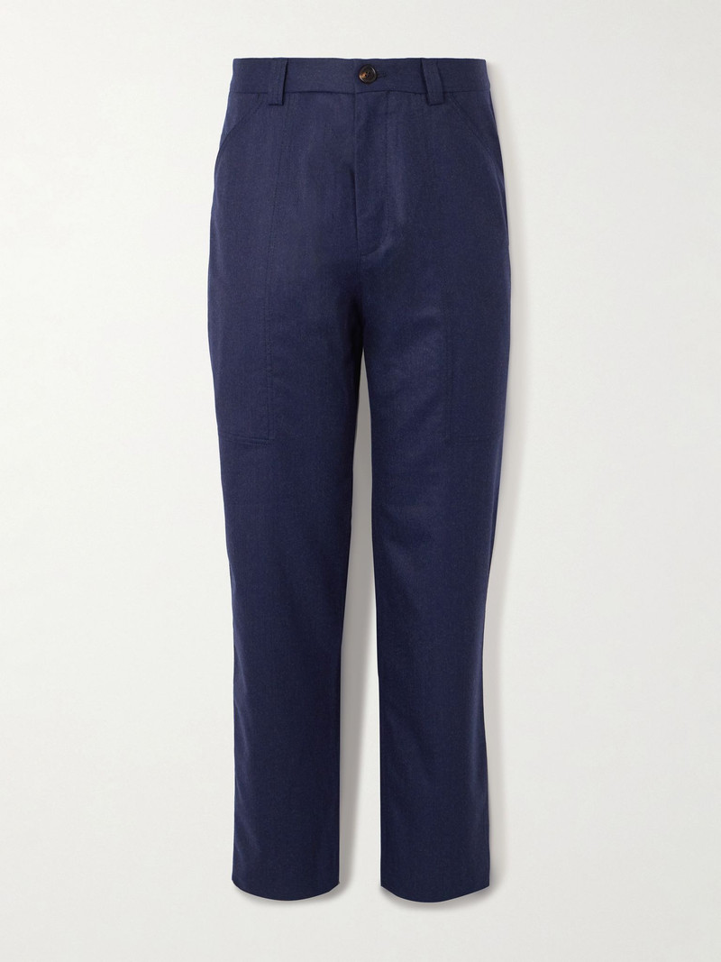 Wide-Leg Virgin Wool-Felt Trousers Blue 1