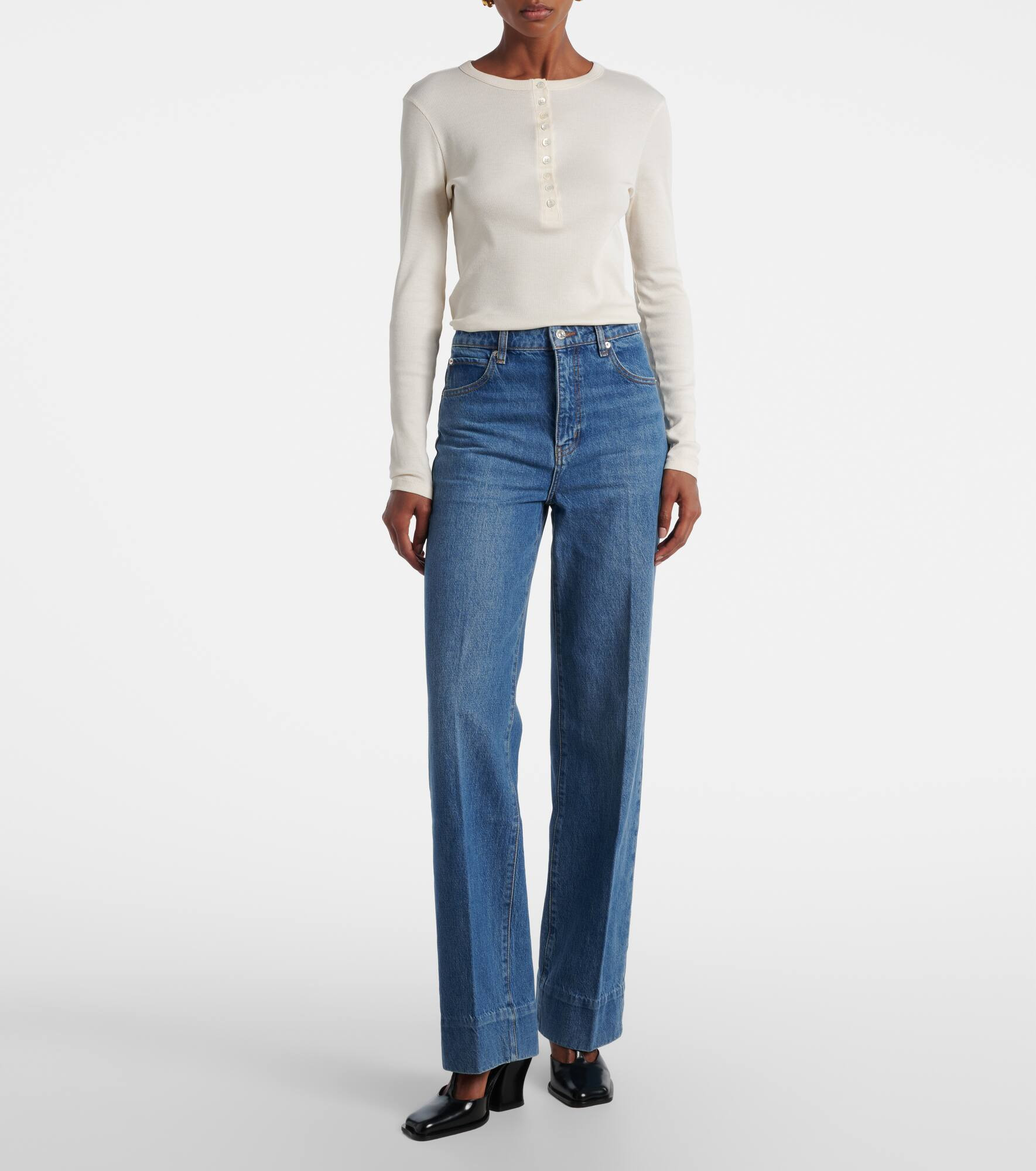 Loose mid-rise wide-leg jeans - 7