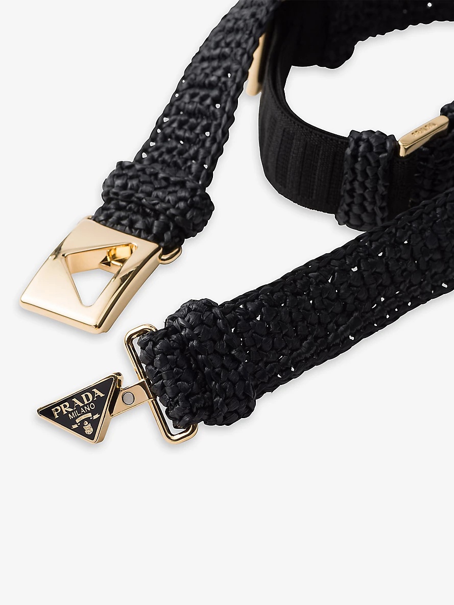 Triangle-buckle raffia-effect woven belt - 2