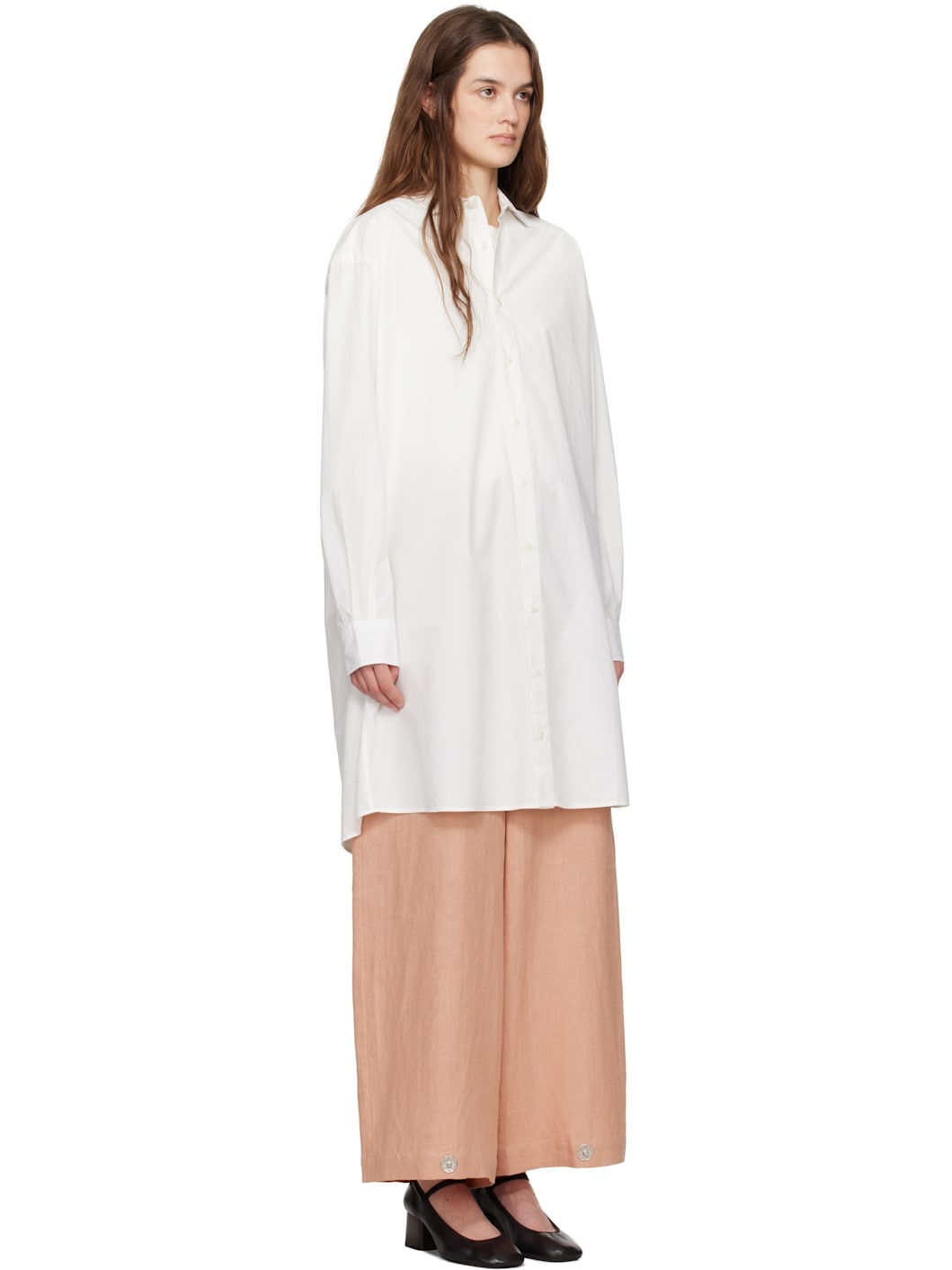 White Claude Shirt Midi Dress - 2