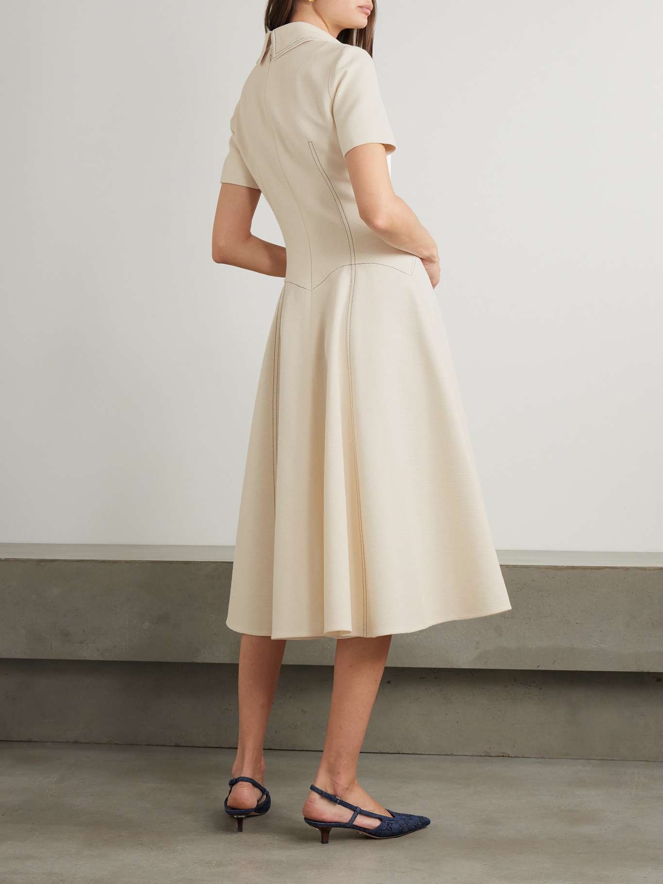 Jody paneled topstitched denim midi dress - 3