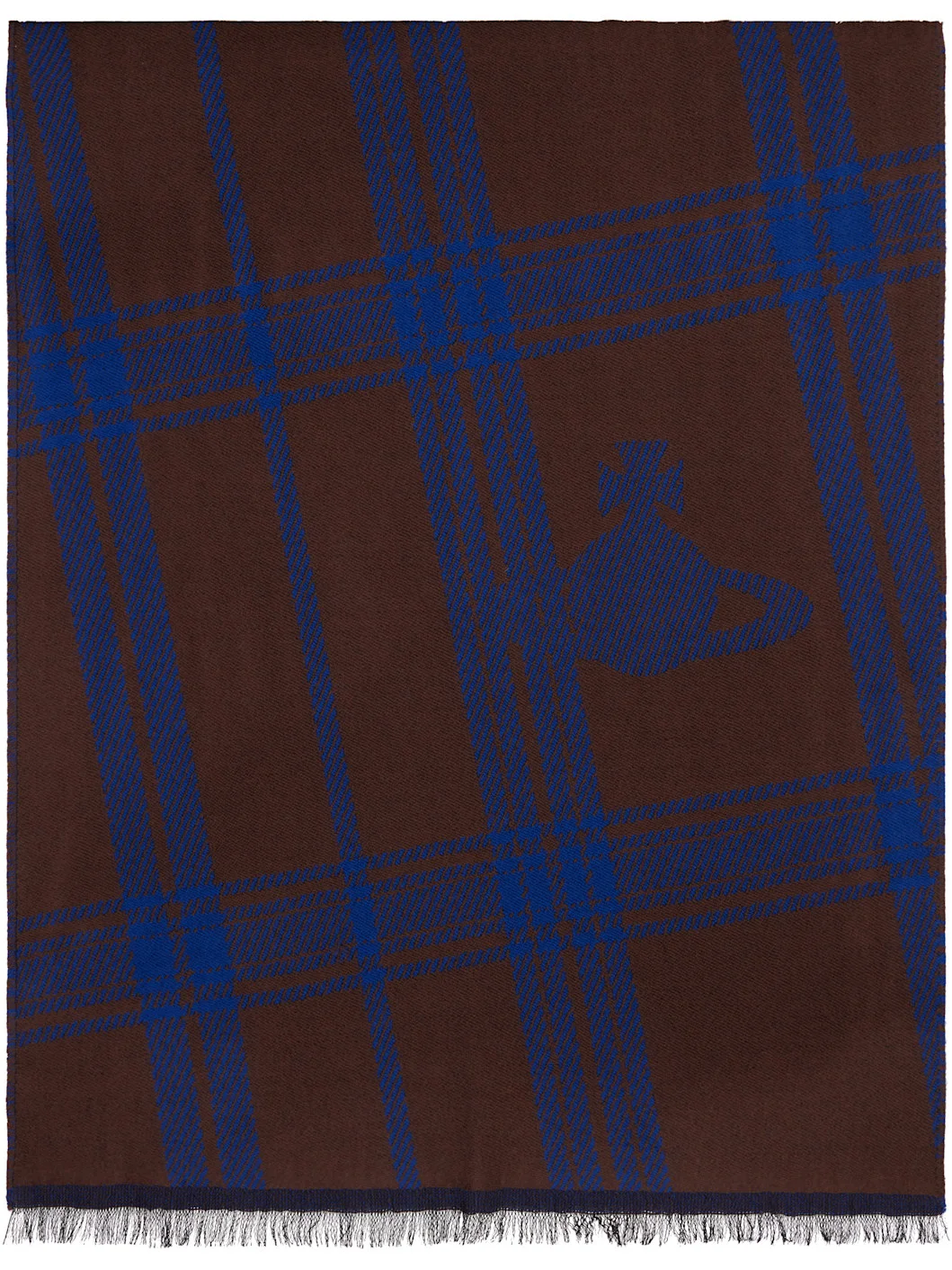 Brown & Navy Wool Scarf - 1