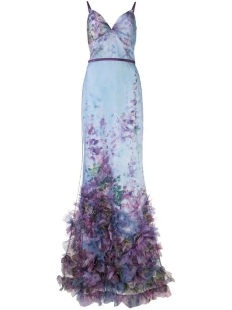 FIT-TO-FLARE FLORAL TEXTURE GOWN 5