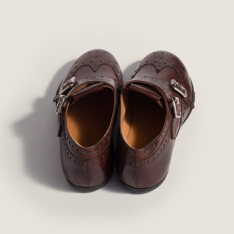 Miu Miu Calf leather brogue shoe with buckles outlook